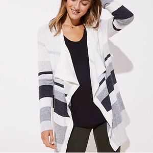 Loft Striped Draped Open Cardigan